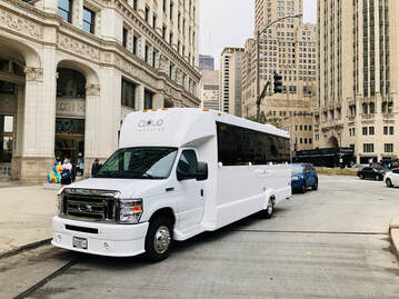 Wedding Party Bus in downtown Chicago